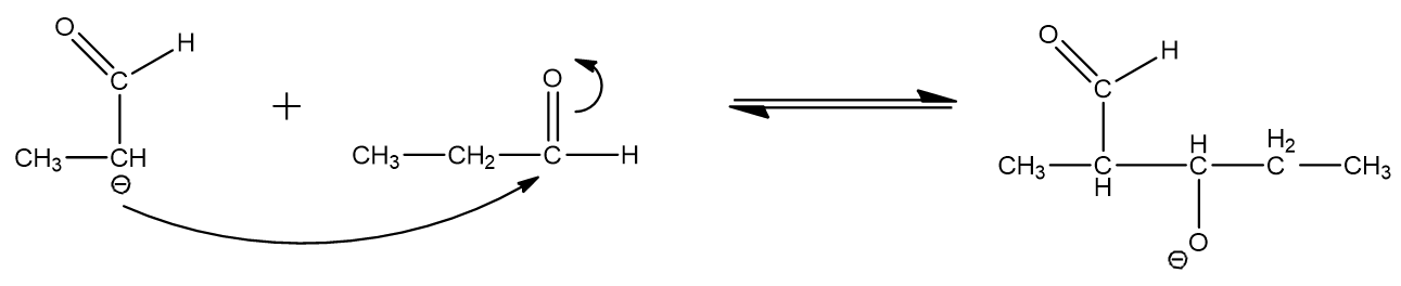 aldol condensation of propanal,  reaction mechanism