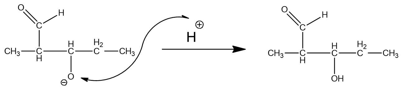 aldol condensation of propanal, aldol addition product, reaction mechanism